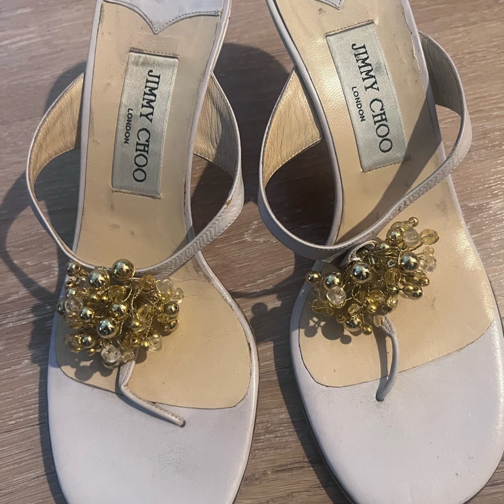 Jimmy Choo White and Gold Women's Sandals